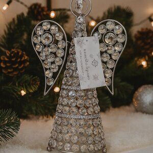 Vintage Style Nanette Lepore Crystal Angel Holiday Decor Figurine Metal 13in New